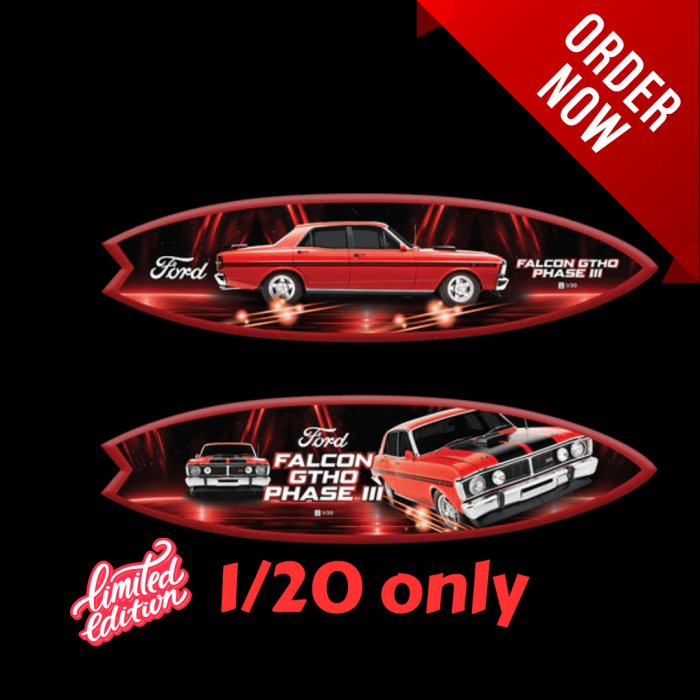 XY Ford Falcon GTHO - Vermillion Fire Surfboard