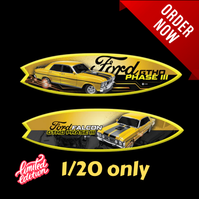 XY Ford Falcon GTHO - Yellow Glow Surfboard