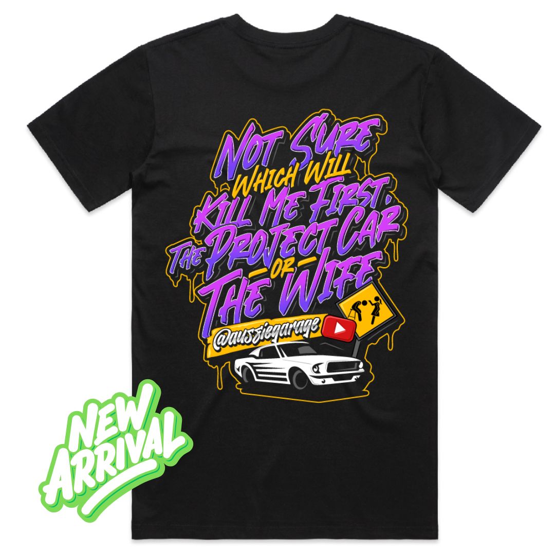 Project Car vs Angry Wife T-Shirt- Graffiti Style