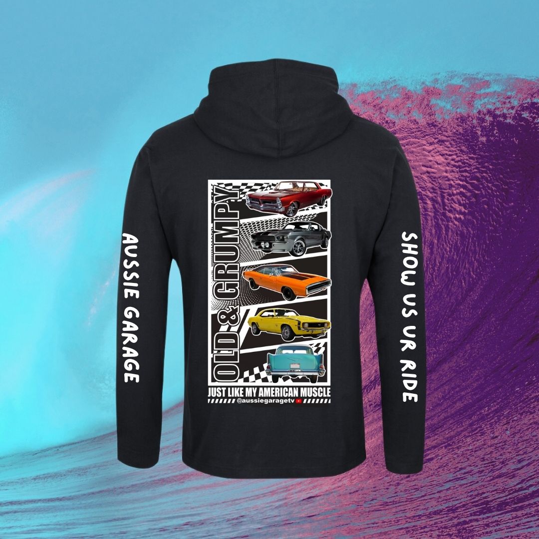 Old and Grumpy, Just Like My American Muscle Long Sleeve Hooded Tees