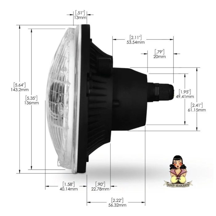 5.75 inch LED Headlights Measurements