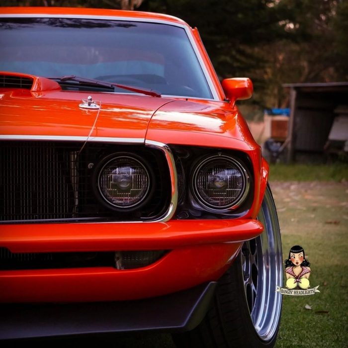 Restomod 5.75inch LED Headlight Black in Car