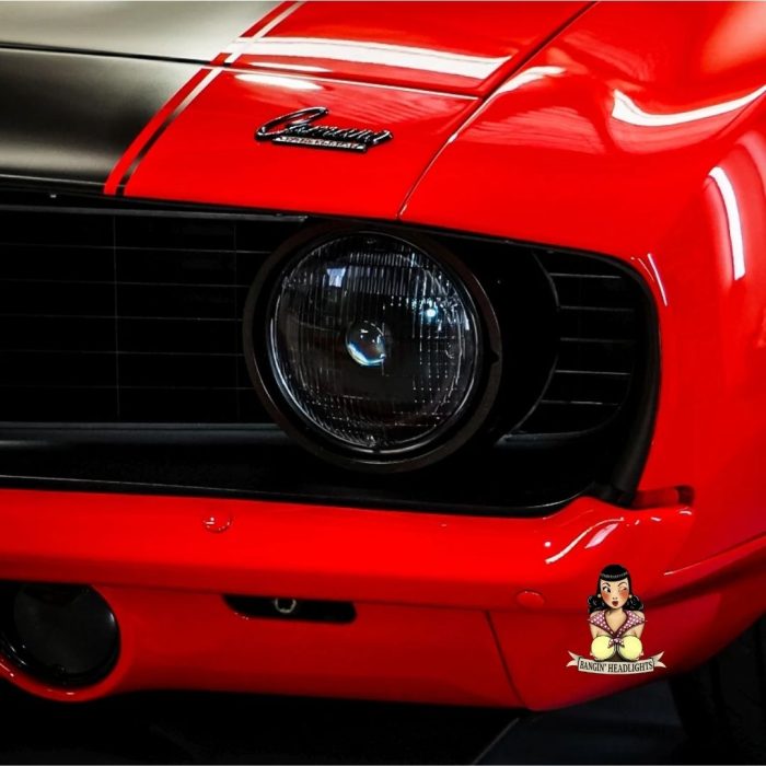 Restomod 7 inch LED Headlight Black in Car