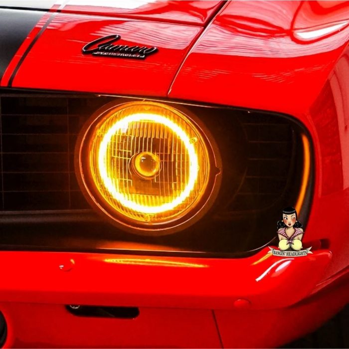 Restomod 7 inch LED Headlight Black with Halo