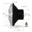 Traditional 5.75inch LED headlight Measurements